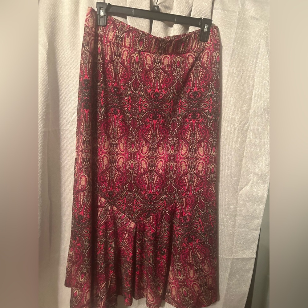 Kim Rogers Red Paisley Maxi Skirt